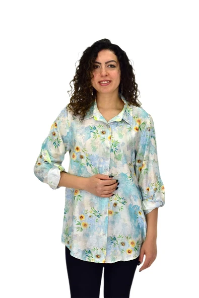 Kadın Uzun Kol Gömlek BGL-ST04665 - Resim 3