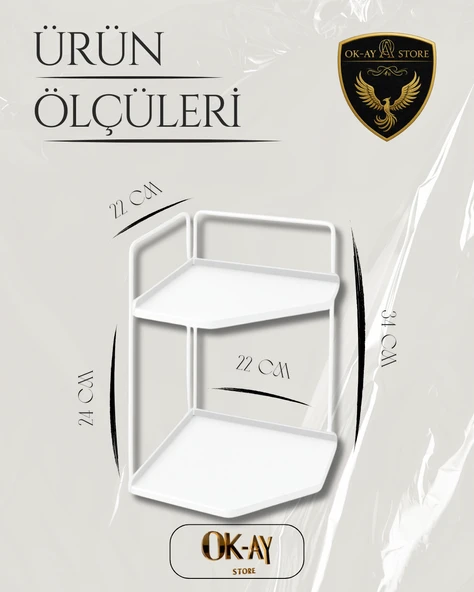 Dekoratif 2 Katlı Raf  Çok Amaçlı Organizer Paslanmaz Çelik & Ahşap Stand Salon, Mutfak, Banyo, Çalışma Alanı İçin - 2