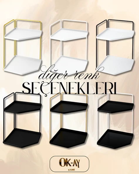 Dekoratif 2 Katlı Raf  Çok Amaçlı Organizer Paslanmaz Çelik & Ahşap Stand Salon, Mutfak, Banyo, Çalışma Alanı İçin - 4