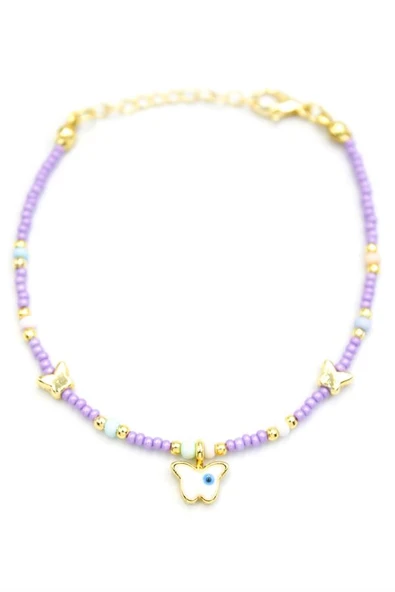 Kelebek Boncuk Bileklik - Mor - Resim 2