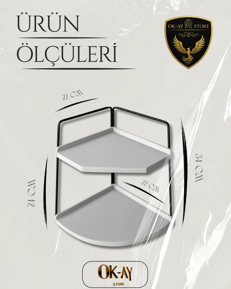 Dekoratif 2 Katlı Raf  Çok Amaçlı Organizer Paslanmaz Çelik & Ahşap Stand Salon, Mutfak, Banyo, Çalışma Alanı İçin - 2