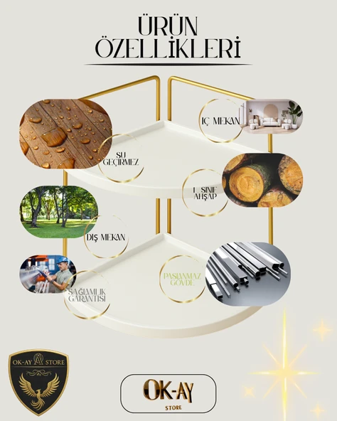 Dekoratif 2 Katlı Raf  Çok Amaçlı Organizer Paslanmaz Çelik & Ahşap Stand Salon, Mutfak, Banyo, Çalışma Alanı İçin - 5