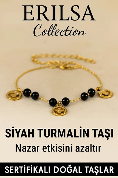 Sertifikalı Siyah Turmalin Taşlı Charm Bileklik – Nazar Enerjisini Azaltır, Koruma Sağlar ürün görseli