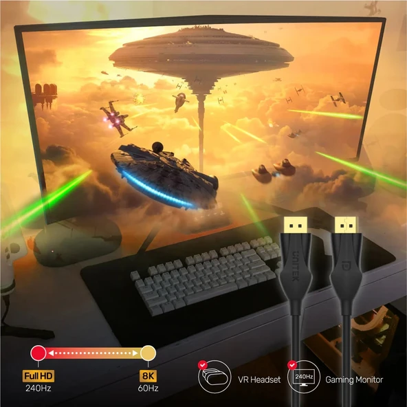 UNITEK DISPLAYPORT 1.4 KABLO 1MT 8K&60Hz C1624BK-1M - 4
