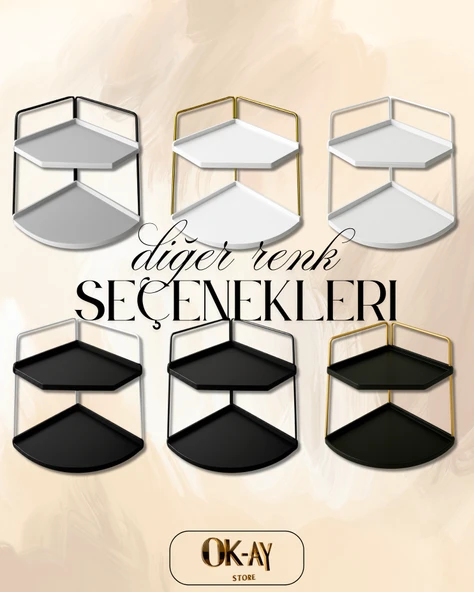 Dekoratif 2 Katlı Raf  Çok Amaçlı Organizer Paslanmaz Çelik & Ahşap Stand Salon, Mutfak, Banyo, Çalışma Alanı İçin - 4