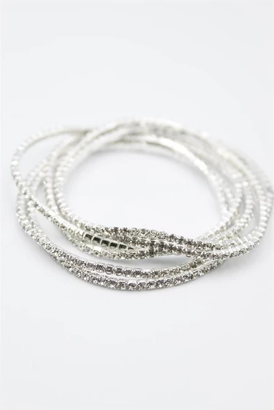 6'lı Lastikli Bileklik - Gümüş - Resim 2