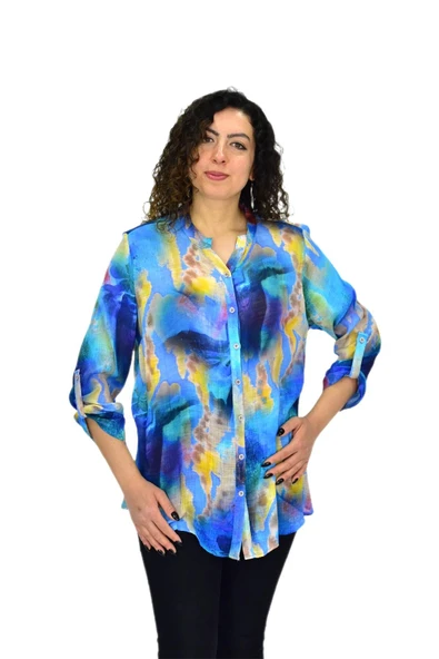 Kadın Uzun Kol Gömlek BGL-ST04662 - Resim 2