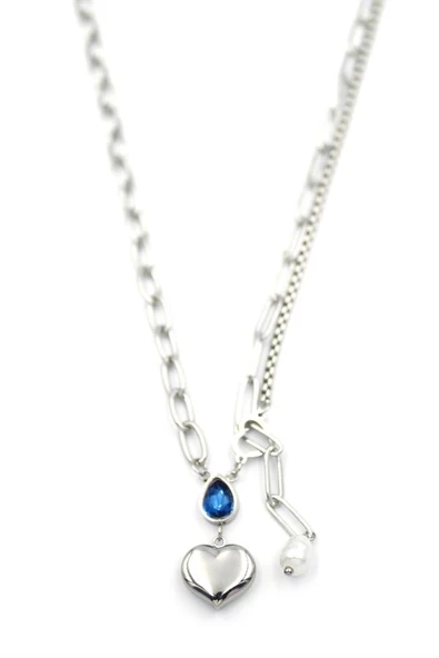 Kalp Kolye - Gümüş - Resim 2