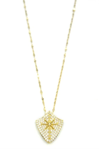 Taşlı Kutup Yıldızı Kolye - Altın - Resim 2