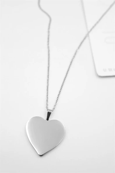 Kalp Plaka Kolye - Gümüş ürün görseli 1