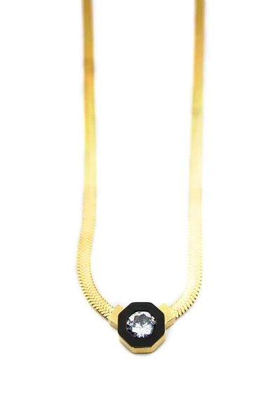 Çağla İtalyan Zincir Çelik Kolye - Altın ürün görseli 1