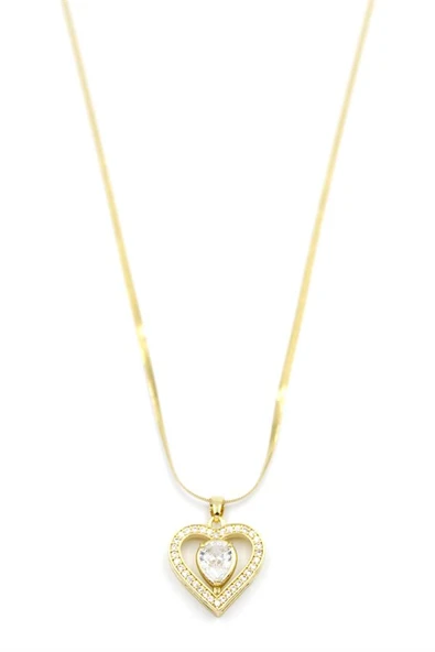 Kalp Kolye - Altın - Resim 2