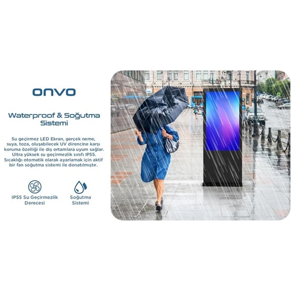 ONVO 55" Dokunmatik 55OUT6000 Dış Mekan Sabit Andorid Videowall Cihazı Siyah - 7