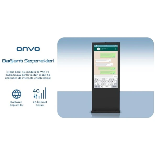 ONVO 55" Dokunmatik 55OUT6000 Dış Mekan Sabit Andorid Videowall Cihazı Siyah - 6