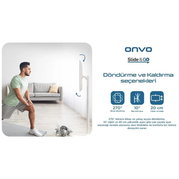ONVO 32" Dokunmatik 32OVM6000 Ev Ofis Tipi Hareketli 6GB RAM -64GB ROM- Videowall Cihazı Bataryalı Beyaz - 3