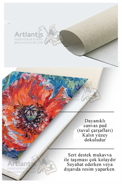 A4 Canvas Pad 280gr 10 Yaprak 1 Adet Canvas Defter Kanvas Tuval Dokulu Tuval Kağıdı Akrilik Guaj Yağlı Boya Defteri - 2