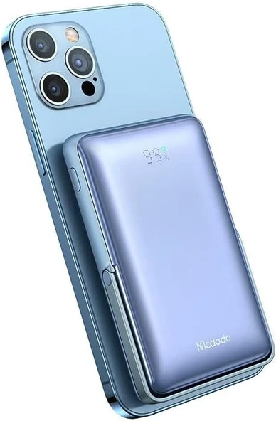 Mcdodo MC-069 15W Manyetik 10000mAh Kablosuz Dijital Ekranlı Wireless Şarj Cihazı Powerbank Mavi - Resim 2