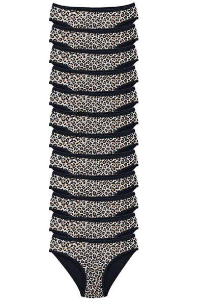 12 Adet Leopar Desenli Likralı Yumuşak Dokulu Kadın Slip Külot ürün görseli 1