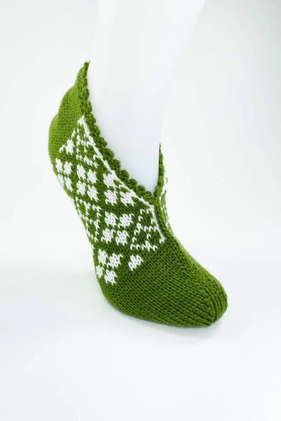 2 Çift El Örgüsü Kışlık Şık Kadın Yün Patik Set 8 - 4