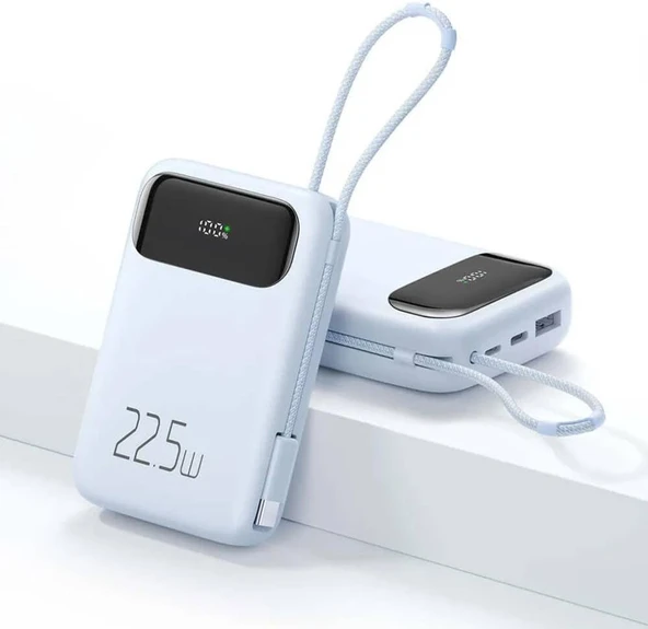 Mcdodo MC-3244 20W PD+QC 10000 mAh Powerbank Type-C Kablolu Mavi - Resim 2