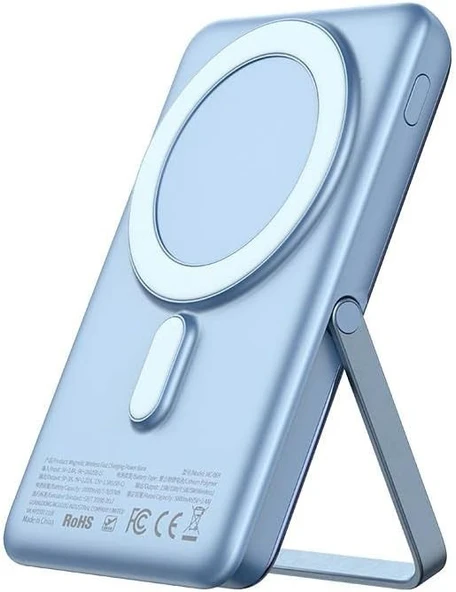 Mcdodo MC-069 15W Manyetik 10000mAh Kablosuz Dijital Ekranlı Wireless Şarj Cihazı Powerbank Mavi ürün görseli