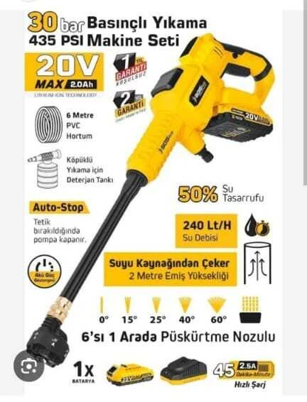 Sgs 5410 Akülü Basınçlı Yıkama Makinesi 30bar