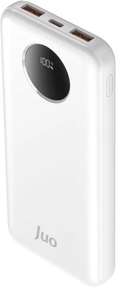 Juo 10000mAh 22.5W Dijital Led Ekranlı Taşınabilir Hızlı Şarj Cihazı Powerbank Beyaz ürün görseli 1