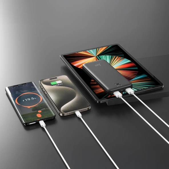 Juo 10000mAh 10.5W Çift USB-A Çıkışlı Powerbank Taşınabilir Hızlı Şarj Cihazı Siyah - 3