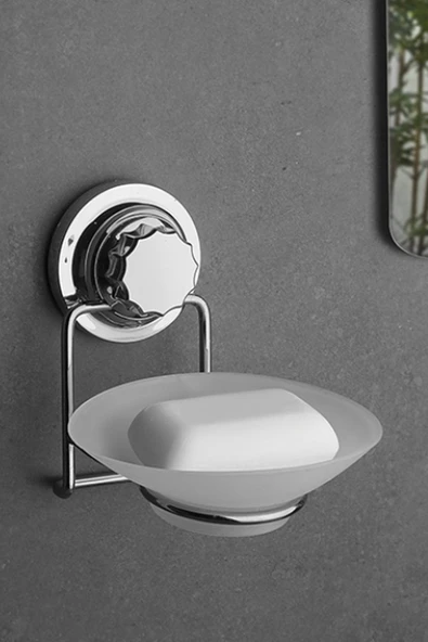 Vakumlu Plastik Sabunluk Krom Royaleks-VK-713 - Resim 2