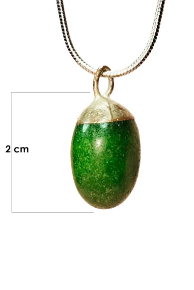 Aventurin Doğal Taşı Zincirli El Yapımı Kolye Uç: 2 cm Zincir: 20 cm Kutulu - 2