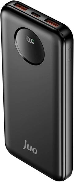 Juo 10000mAh 22.5W Dijital Led Ekranlı Taşınabilir Hızlı Şarj Cihazı Powerbank Siyah