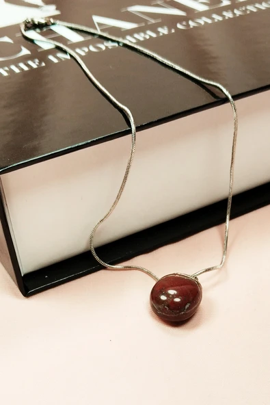 Kantaşı Doğal Taşı Zincirli El Yapımı Kolye Uç: 2 cm Zincir: 20 cm Kutulu - Resim 4