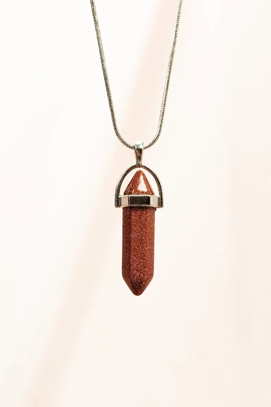 Yıldız Taşı Doğal Taşı Zincirli El Yapımı Tasarımlı Kolye Uç: 3,5 cm Zincir: 20 cm Kutulu ürün görseli 1