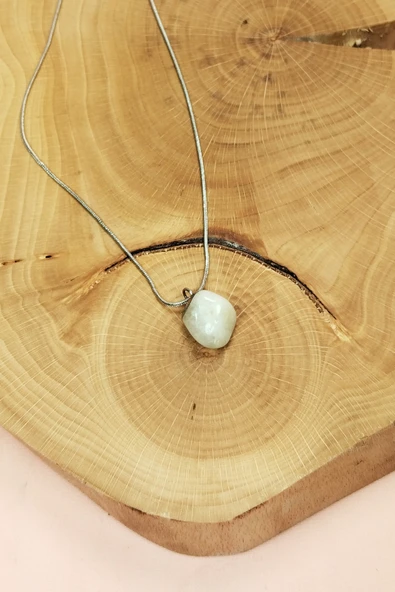 Aytaşı Doğal Taşı Zincirli El Yapımı Kolye Uç: 2 cm Zincir: 20 cm Kutulu - 3