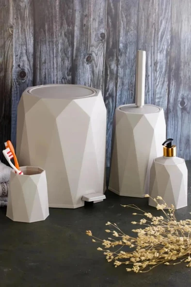 Omnipazar ELF-479 Geo 4'lü Çöp Kovalı Wc Fırçalı Banyo Seti - 7