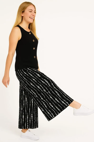 KADIN Beli Lastikli Çok Rahat Viskon Pantolon Etek - 3