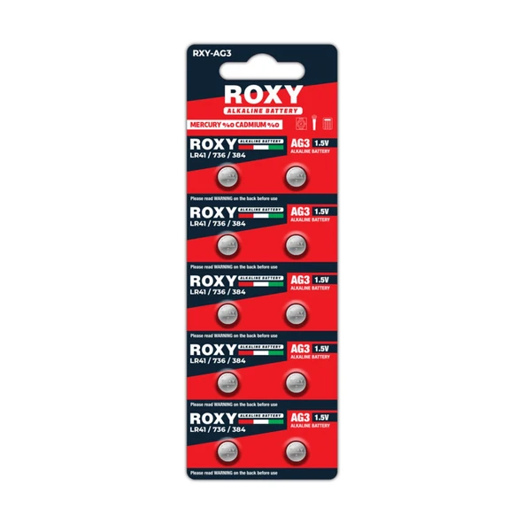AG3 LR41/736/384 31 Mah Alkalin Düğme Pil 10 Lu Paket