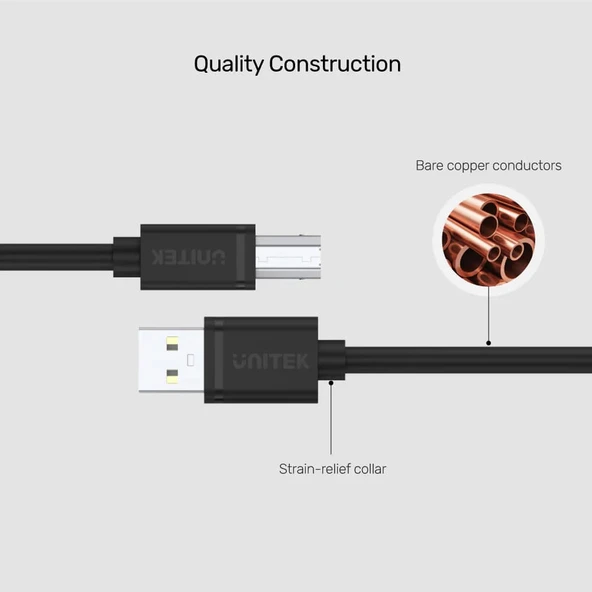 UNITEK USB-A TO USB-B YAZICI KABLO 3MT (Y-C420GBK) - 5