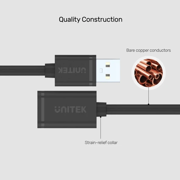 UNITEK USB-A(M) TO USB-A(F) UZATMA KABLO 1.5MT (Y-C449GBK) - 5