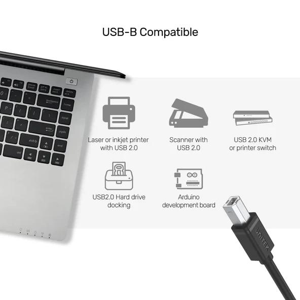 UNITEK USB-A TO USB-B YAZICI KABLO 2MT (Y-C4001GBK - Resim 4