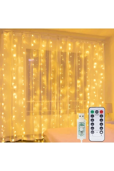 8 Fonksiyonlu Peri Perde Led Uzaktan Kumandalı Günışığı Perde Peri Led (3 Mt X 3 Mt) - 2