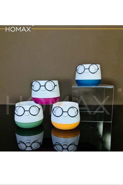 Gözlüklü Dekoratif Saksı Orta Boy 1 Adet Royaleks-5721 ürün görseli 1