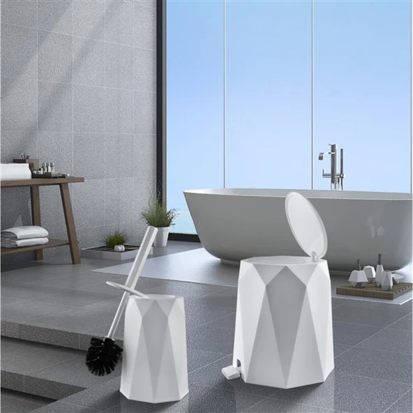 Omnipazar ELF-478 Geo 2'li Çöp Kovalı Wc Fırçalı Banyo Seti - 4