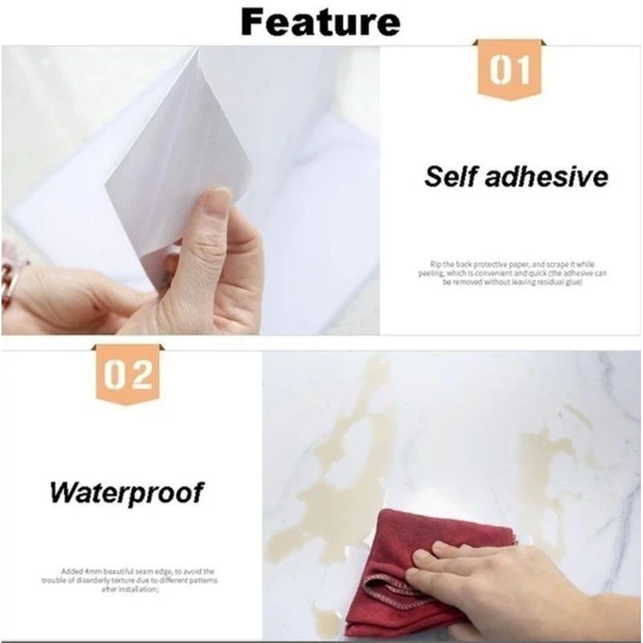 Gri Mermer Desen Du Sticker (30*30) - 8