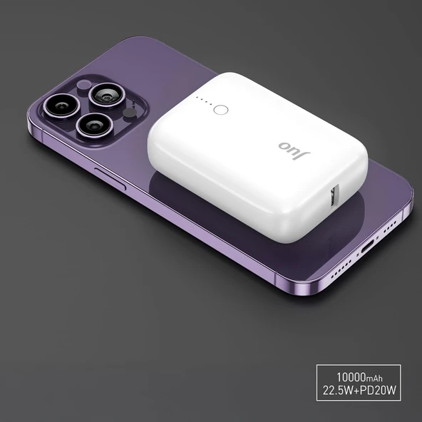Juo 10000mAh 20W USB-A + USB-C Powerbank Taşınabilir Hızlı Şarj Cihazı Beyaz - Resim 3