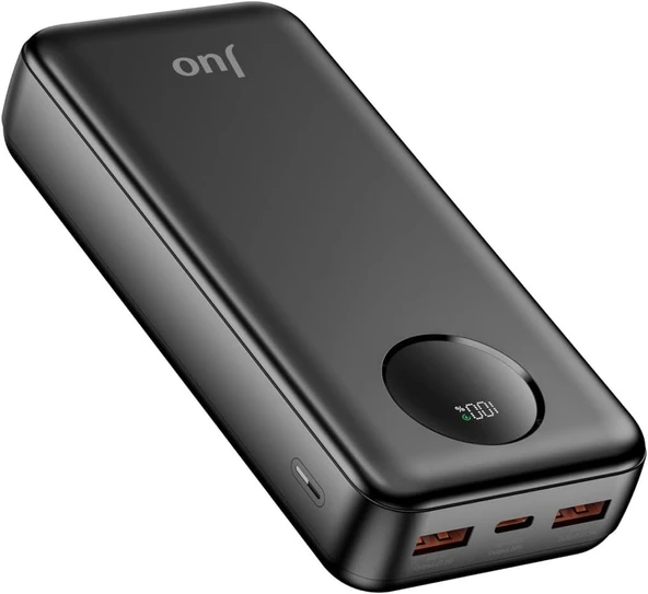 Juo 20000mAh 22.5W Dijital Led Ekranlı Taşınabilir Hızlı Şarj Cihazı Powerbank Siyah