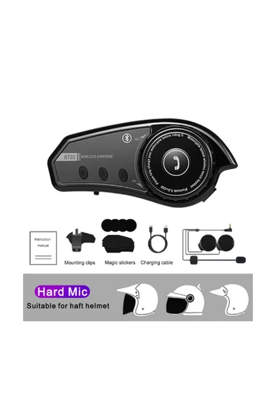 Bt35 Kask Kulaklık Bluetooth 5.0 Motosiklet Interkom Su Geçirmez Kablosuz Kulaklık - 3