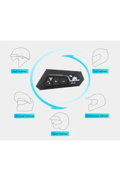 Bt22 Kask Kulaklık Bluetooth Motosiklet Kulaklık 5.0 Bluetooth Interkom Motorsiklet Kulaklık - 3