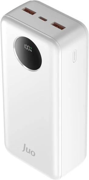 Juo 30000mAh 22.5W Dijital Led Ekranlı Taşınabilir Hızlı Şarj Cihazı Powerbank Beyaz ürün görseli