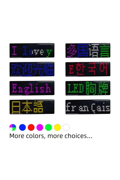 Matrix Kayan Led Yaka Rozeti Mobil Kontrollü Dijital Etiket 9×3cm - 4